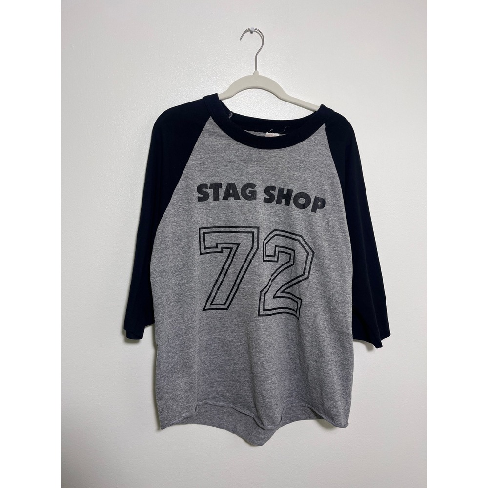 Vintage Stag Shop 72 Raglan Baseball Tee Grey Black 3/4 Sleeve Made in Canada
